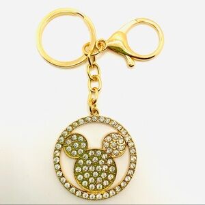 NWT Mickey Mouse Purse Charm Key Chain Crystals set in golden tone. BRAND NEW